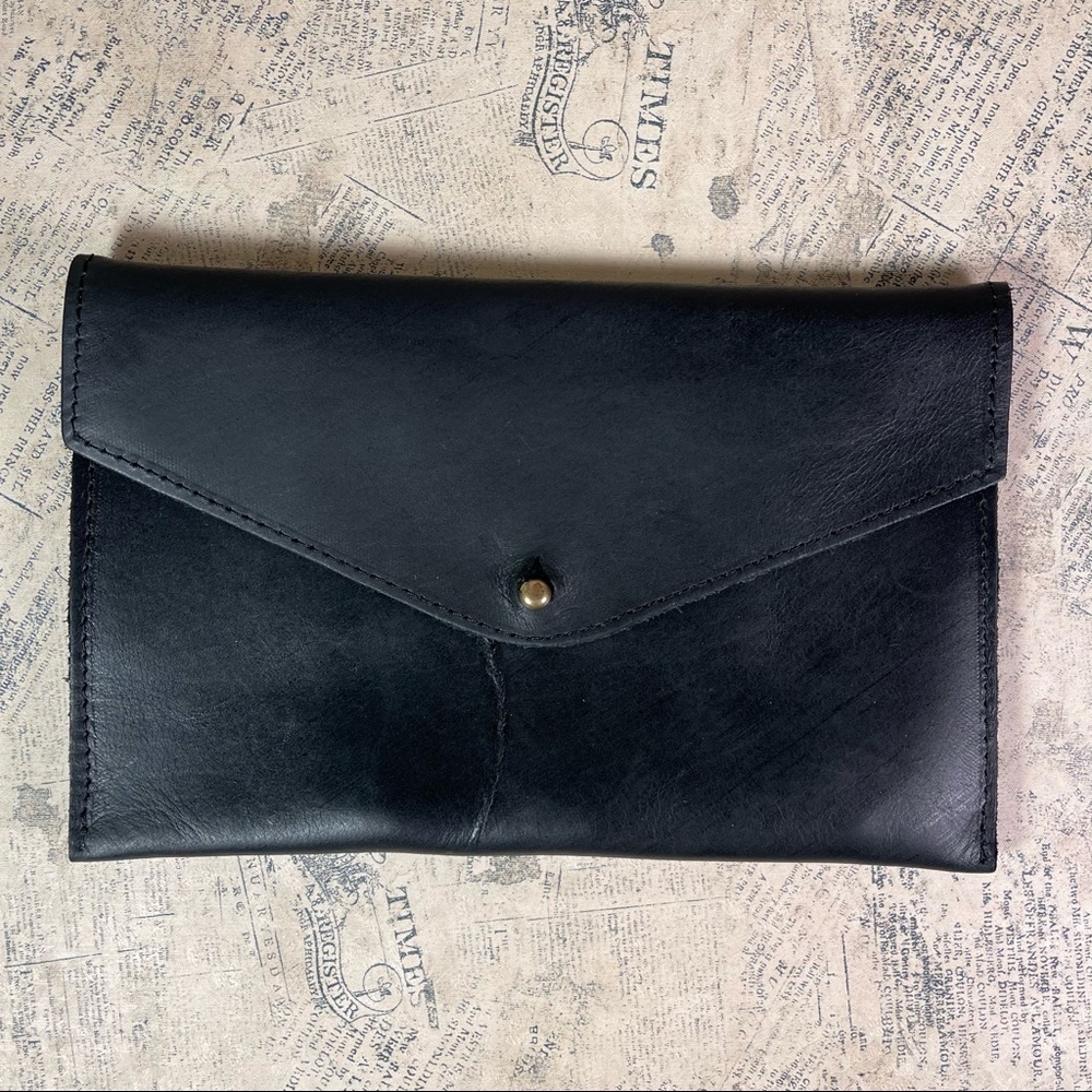 Parker Clay Black Leather Wallet Card Holder Travel Document Pouch Organizer